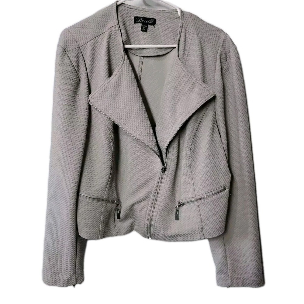 Baccini Gray Tectured Zip Up Cropped Jacket Women's Sz 18/20‎ Biker